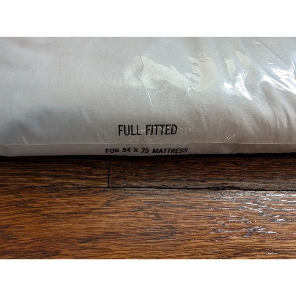 Vtg New Fruit of the Loom Percale‎ 50/50 Poly Cotton White Double Fitted Sheet